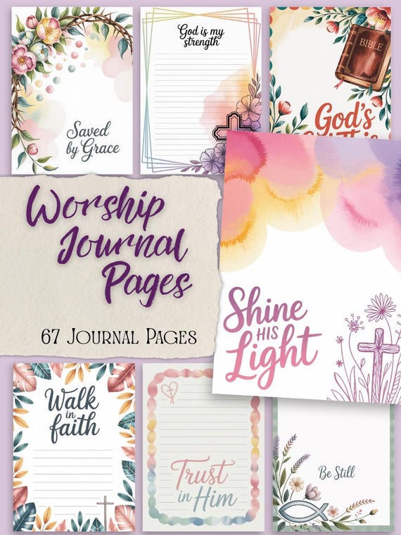 Christian Journaling Kit: Bible Study, Scripture Pages (Digital Download, 67 Pages)
