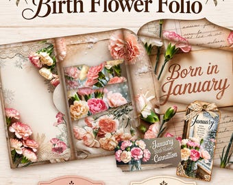 January Birth Flower Folio: DIY Birthday Card Gift (Printable Download)