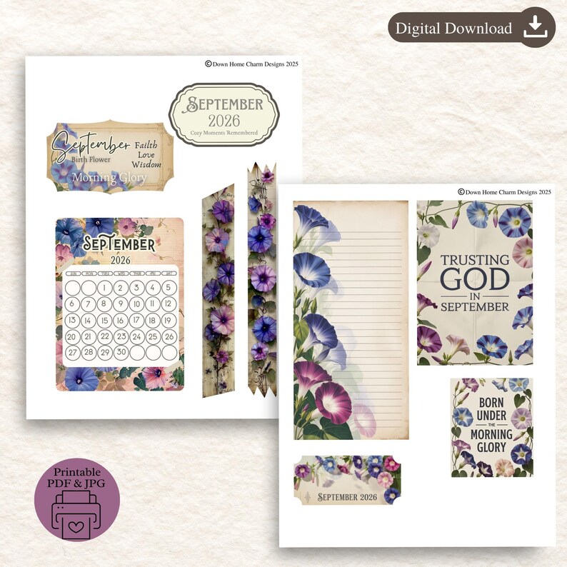 September Labes 2026 September Birth Flower Folio: Junk Journal Journals (printable ...