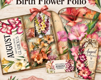 August Birth Flower Folio: DIY Birthday Card For Friend (Printable Download)
