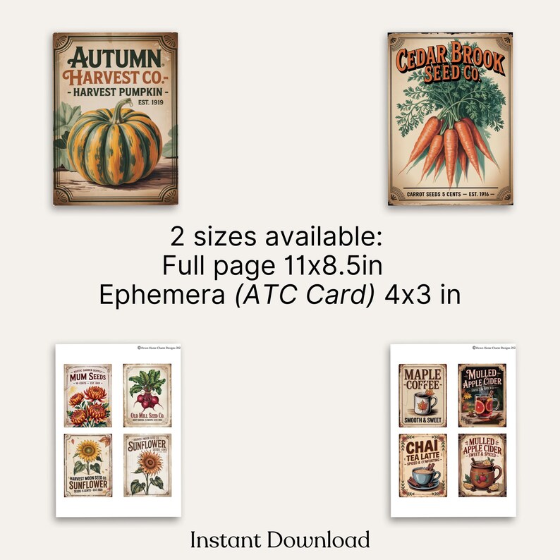 Rustic Autumn Junk Journal Printables, Fall Ephemera (digital Download ...