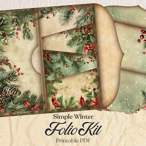 Christmas Junk Journal, Digi Junk Journal, rustieke kerstfolder, vintage kerstdagboek, winterephemera, junk Journal Folio