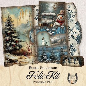 Carnet bonhomme de neige, carnet de Noël, kit folio des fêtes, bonhomme de neige imprimable, éphémères d'hiver, scrapbooking vacances, bricolage Noël