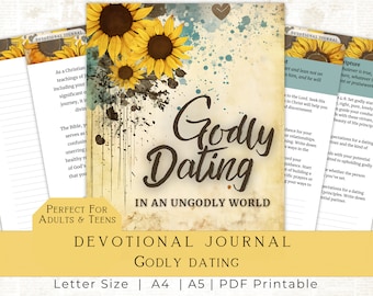 Godly Dating Journal Kit: Faith Devotional, Prayer Cards (Digital Download)