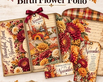 November Birth Flower Folio: DIY Birthday Card Gift (Printable Download)
