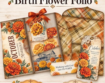 October Birth Flower Folio: DIY Birthday Card Gift (Printable Download)