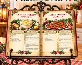 Printable Christmas Cookbook, 10 Holiday Recipes, Vintage Farmhouse Recipe Book, Family Keepsake, Instant Digital Download
