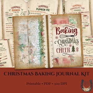 Druckbares Weihnachtskochbuch, Rezept Junk Journal Kit, Weihnachtsbackrezepte, Weihnachtsbasteldrucke, Rezeptkarte, DIY Rezeptbuch