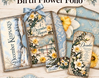 December Birth Flower Folio: DIY Birthday Card Gift (Printable Download)