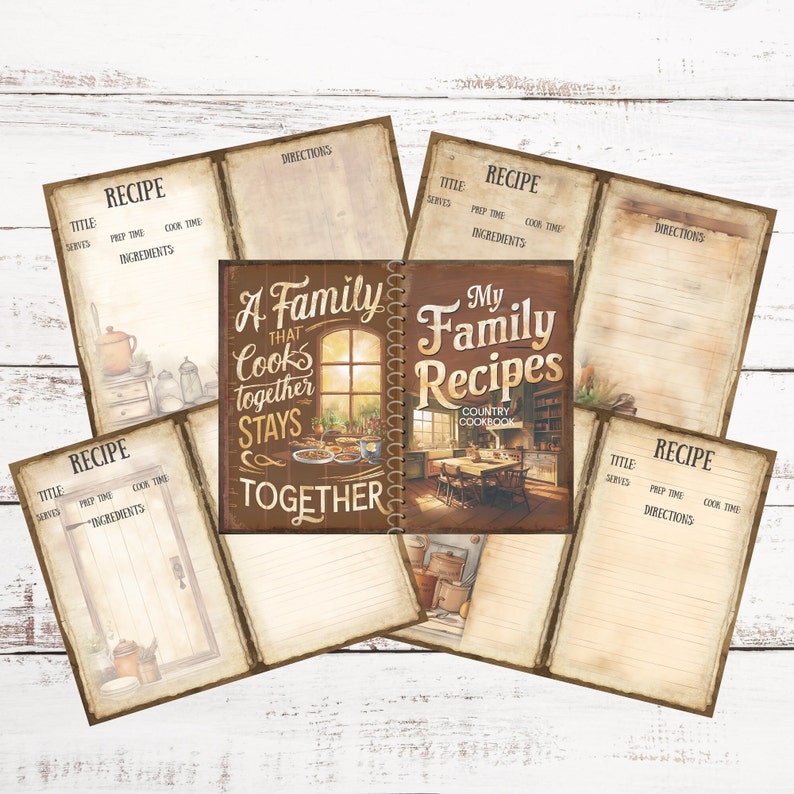 Recipe Junk Journal Kit: Family Cookbook Printables (PDF & JPG) - Etsy