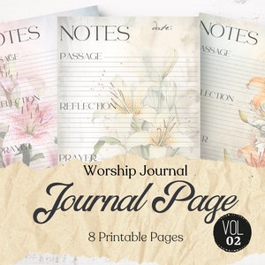 Kit de journal de culte, pages de journal pour la foi, fournitures pour journal de la foi, téléchargement numérique, journal de prières, créations en papier, verset de la Bible, prières