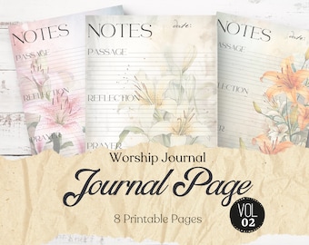 Worship Journal Kit, Faith junk journal pages, Faith Journal supplies, Digital Download, Prayer Journal, Paper Craft, Bible Verse, Prayers
