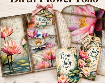 July Birth Flower Folio: DIY Birthday Card Gift (Printable Download)