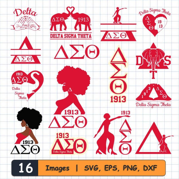 16 delta sigma theta SVG, dxf, png, eps bundle. DST svg, delta sigma theta, DST, delta png, delta svg, sigma svg, hbcu svg. Cut Files Cricut