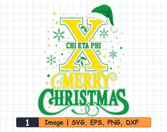 Chi Eta Phi Christmas SVG, dxf, png, eps design. CEP svg, Greek Letters, Nurse Sorority, Greek Letters for Cricut, hbcu svg. Cut Files