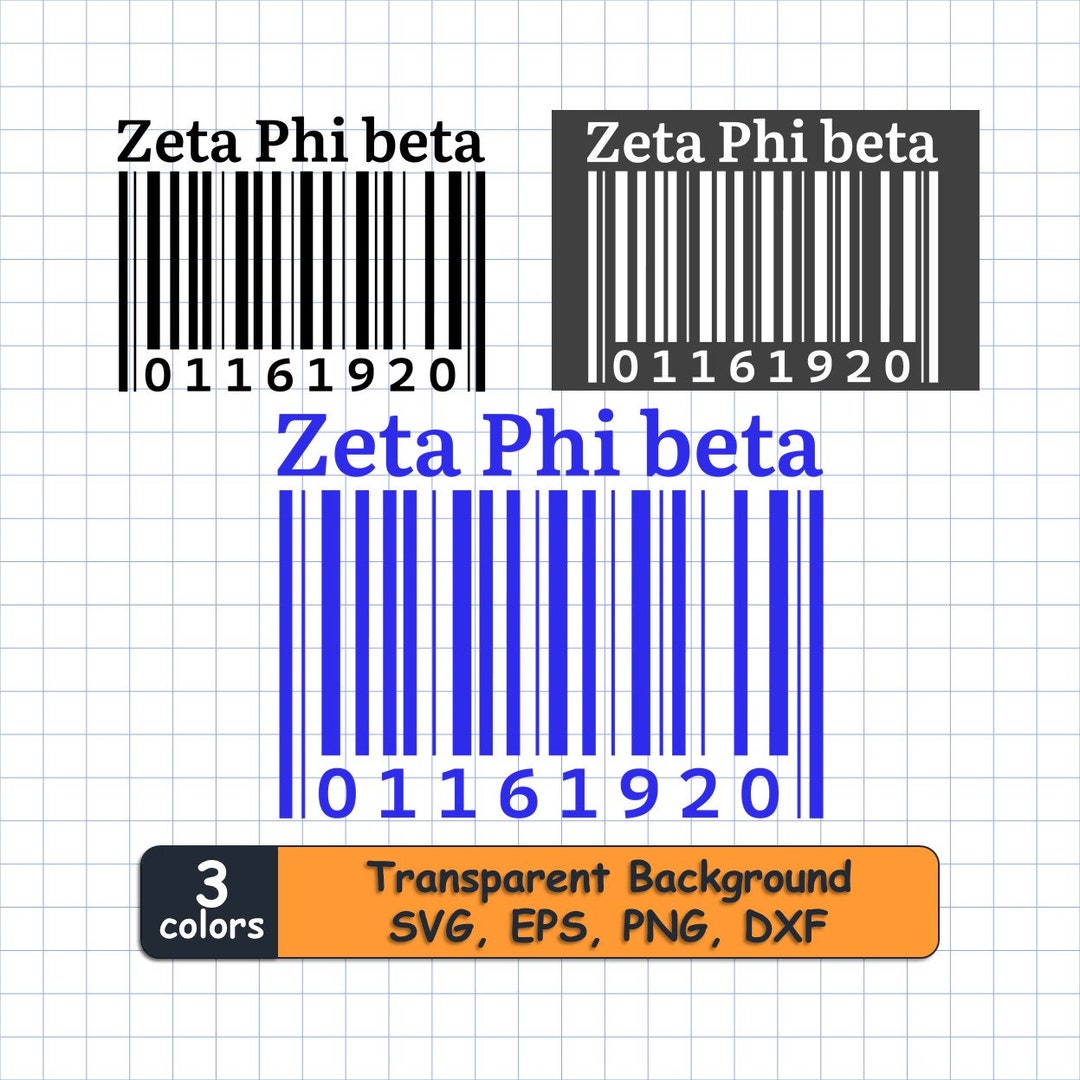 3 Barcode Zeta Phi Beta Svg, Png, Bundle. ZPB Svg, Zeta Phi Beta, Zeta