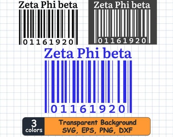 3 Barcode Zeta Phi Beta Svg, png, bundle. ZPB svg, Zeta Phi Beta, zeta png, zeta svg, sorority svg, zeta phi beta soror. 1920 soror cut file