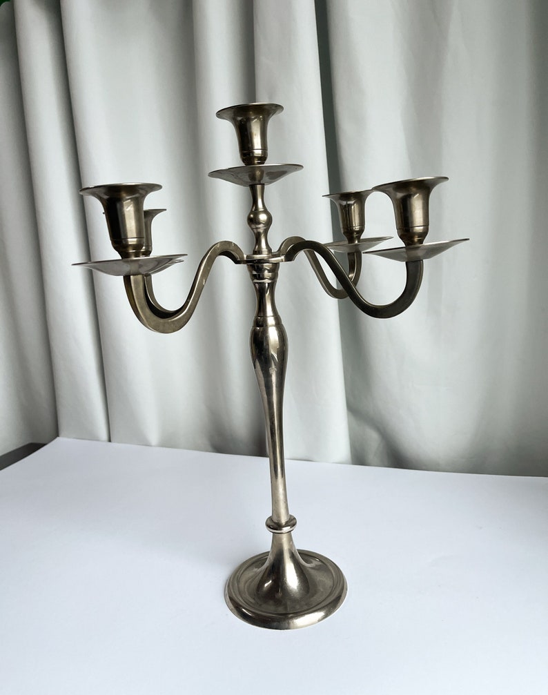 Vintage Chandelier, Candlesticks 5 Arms Solid Metal Candle Holder