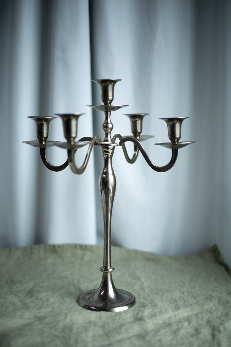 Vintage Chandelier, Candlesticks 5 Arms Solid Metal Candle Holder