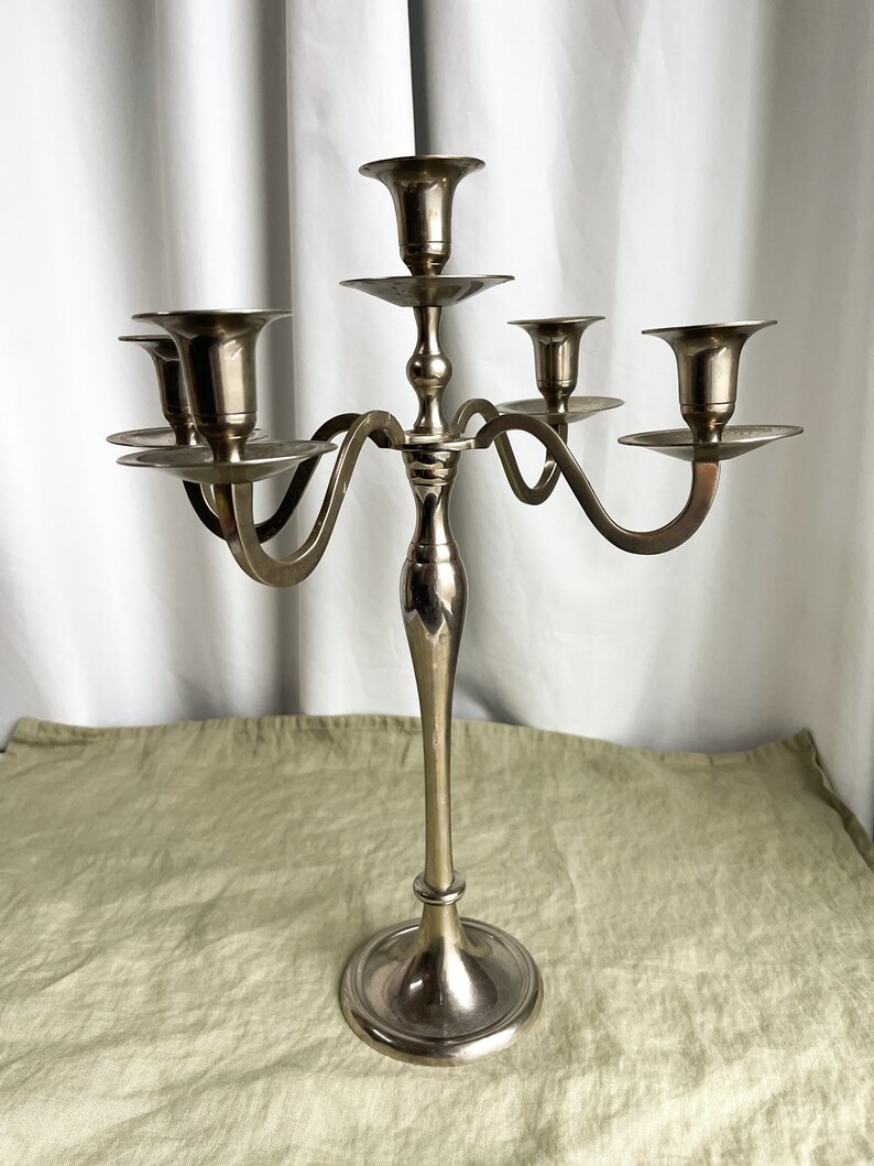 Vintage Chandelier, Candlesticks 5 Arms Solid Metal Candle Holder