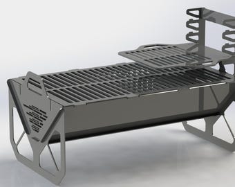 Plan przenośnego grilla BBQ: składany grill ogniowy wycinany laserowo CNC (plik DXF do pobrania)