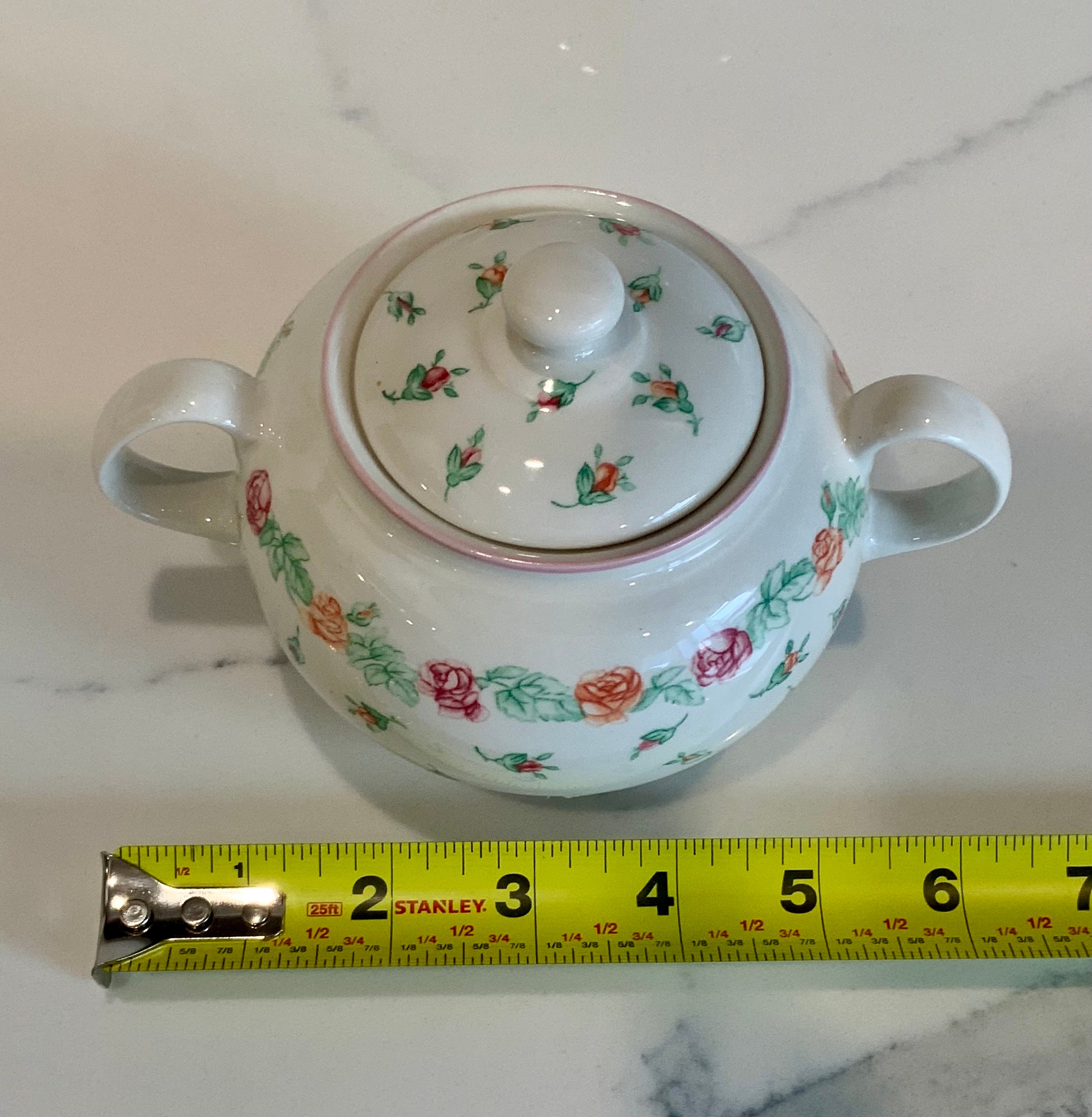 3 Piece Staffordshire Laura Ashley Tea Set, Rosebud Pattern, Teapot