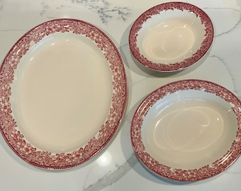3 Pieces, Vintage Williams-Sonoma Mayfair Pattern by Wedgwood, Perfect for Holidays, 2 Bowls, 1 Platter, Made in England, Hand Engraved