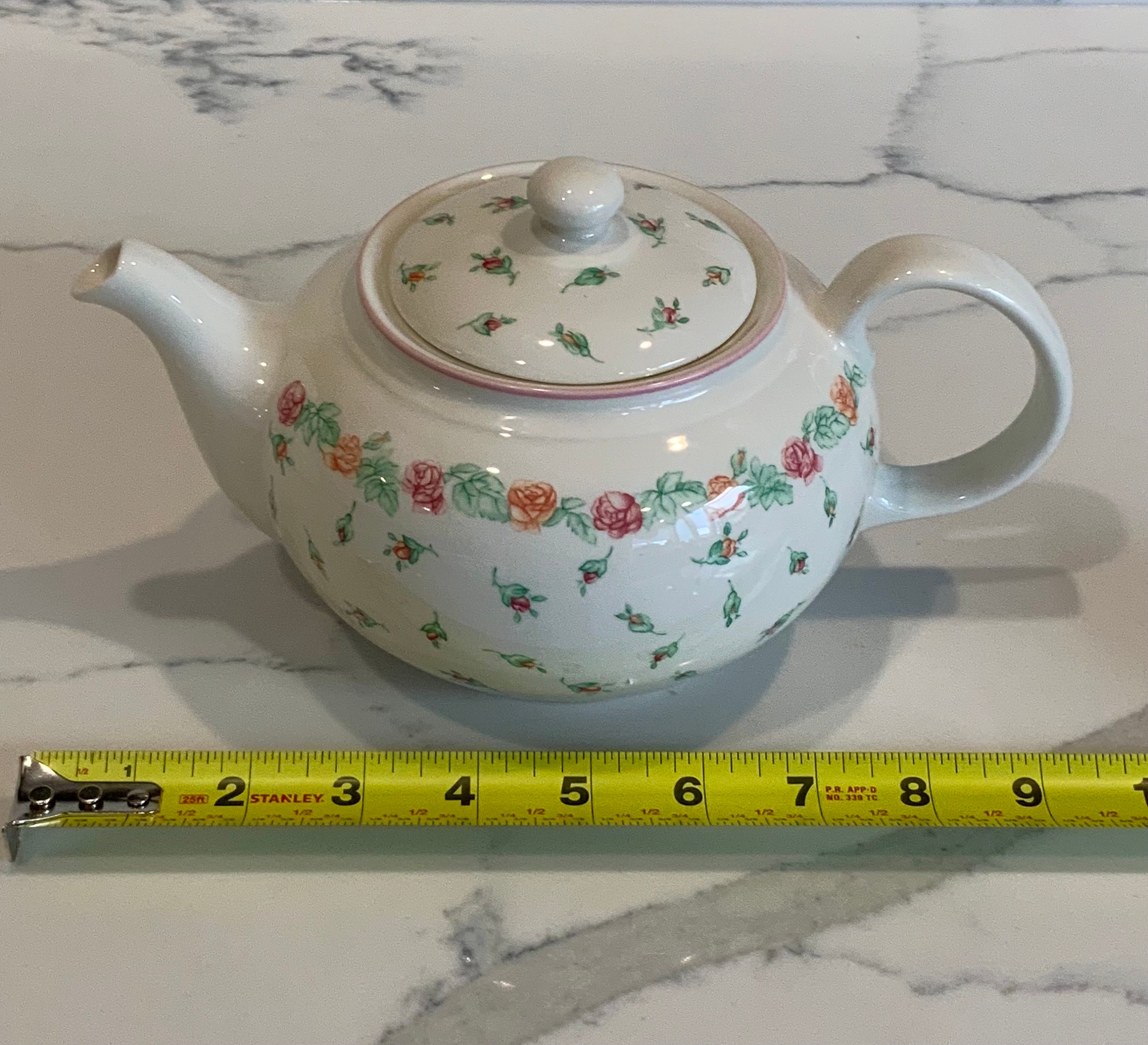 3 Piece Staffordshire Laura Ashley Tea Set, Teapot, Sugar Bowl, Creamer