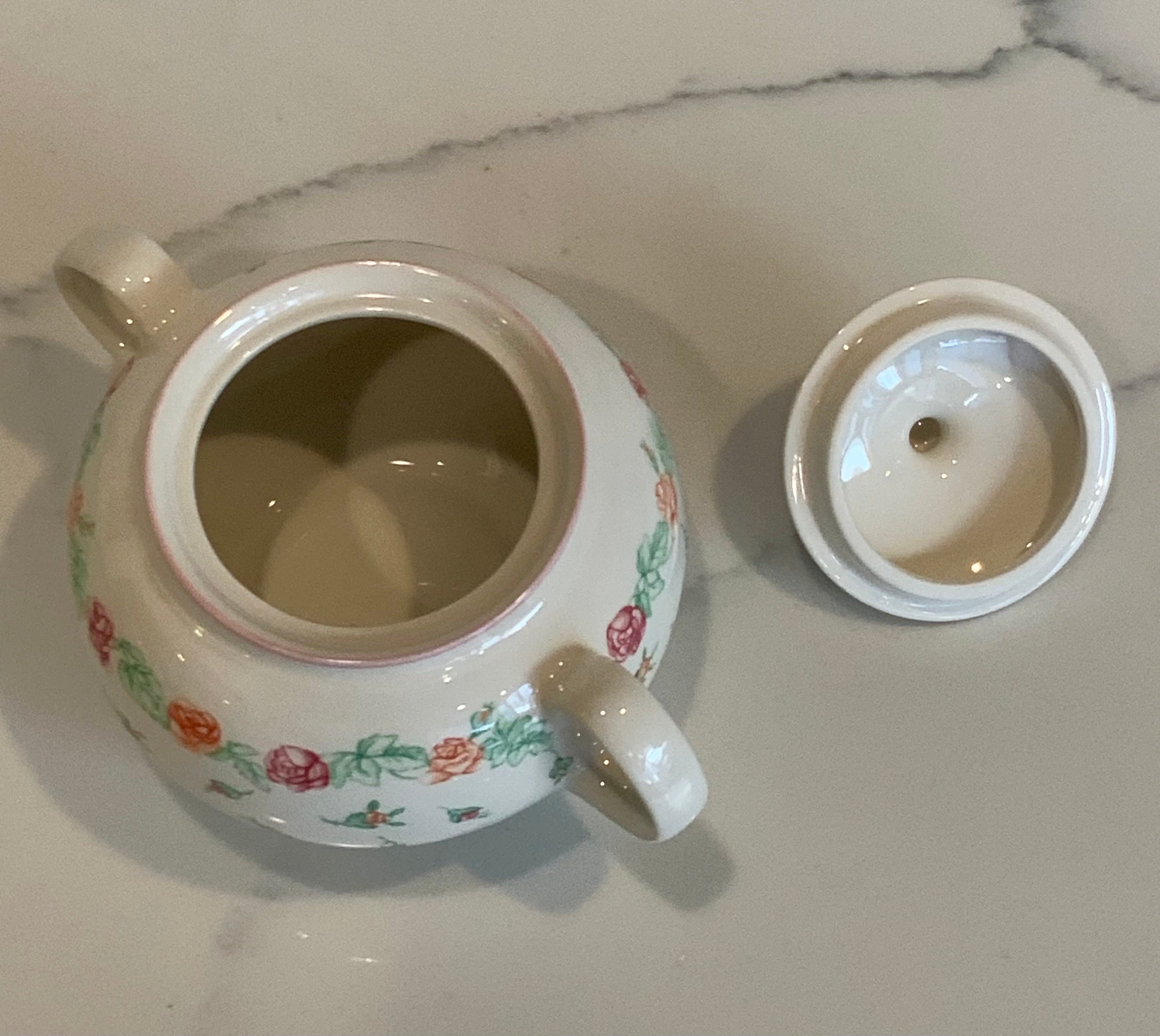 3 Piece Staffordshire Laura Ashley Tea Set, Teapot, Sugar Bowl, Creamer