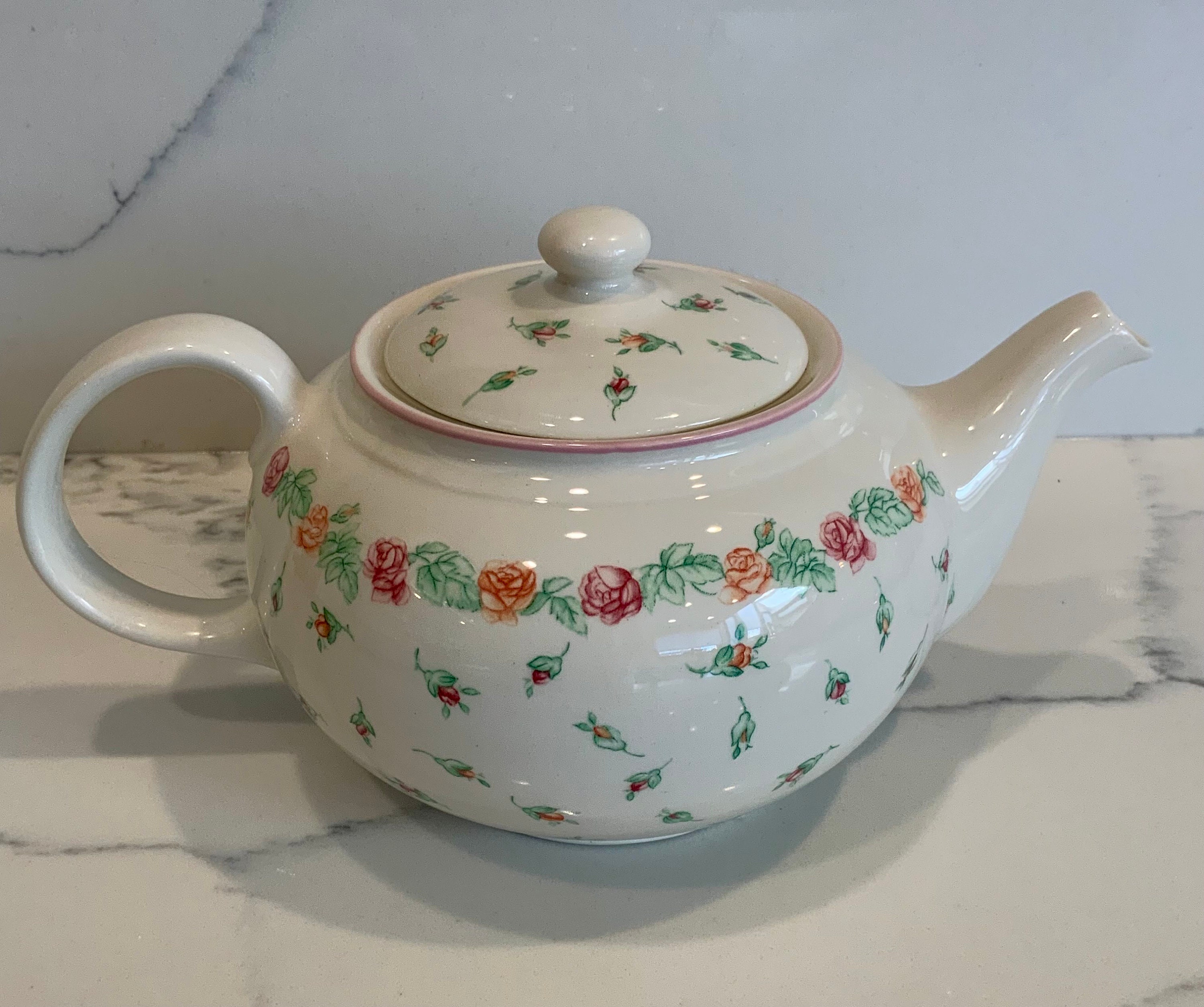 3 Piece Staffordshire Laura Ashley Tea Set, Teapot, Sugar Bowl, Creamer