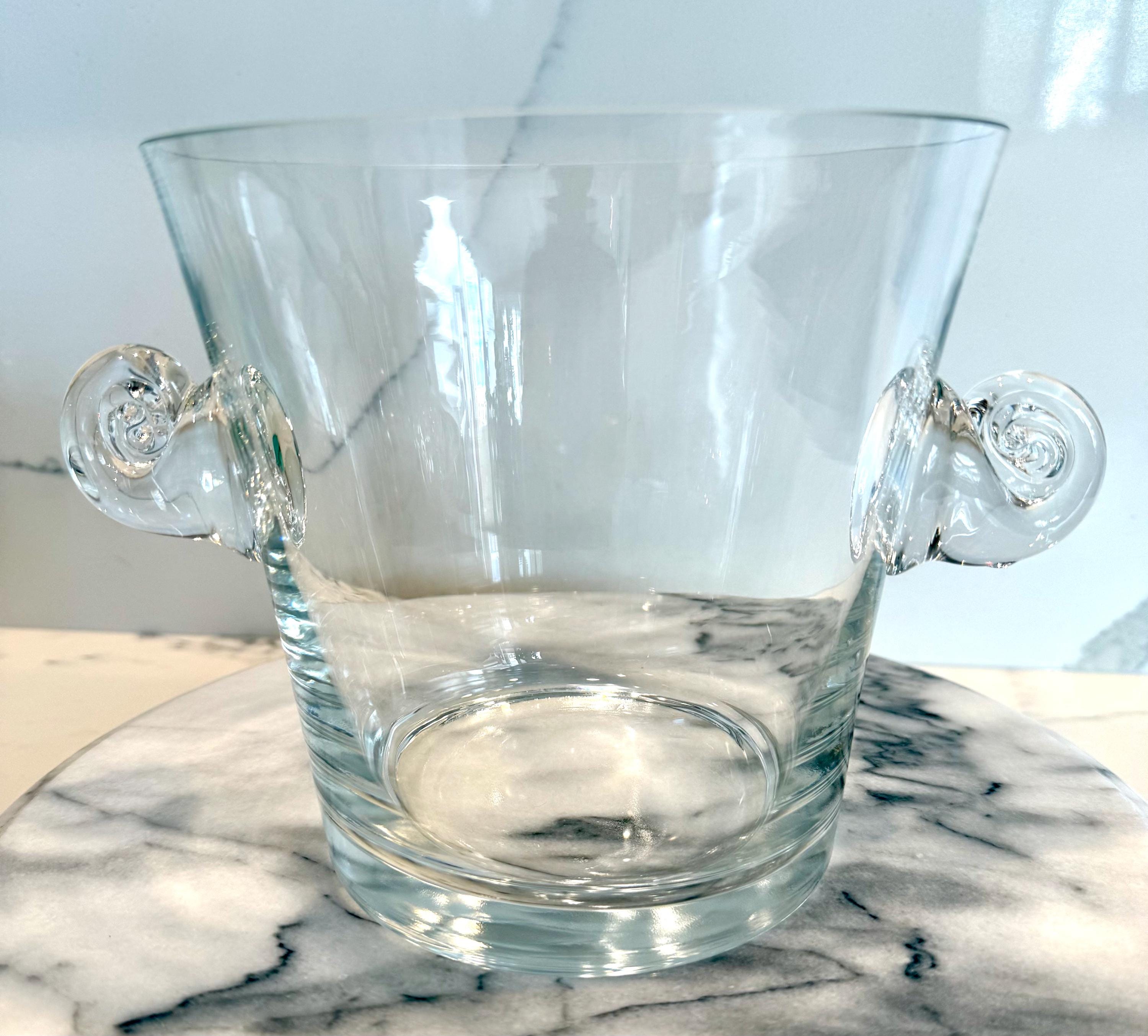 Tiffany & Co. Crystal Ice Bucket, Scroll Handles, Elegant Barware  display picture 1