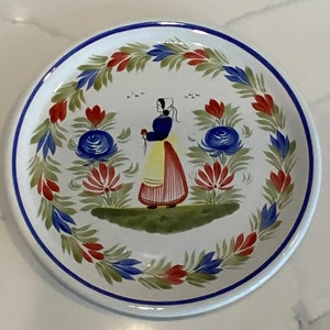 Henriot Quimper Breton Woman 11&quot; Plate, Made in France, Vintage