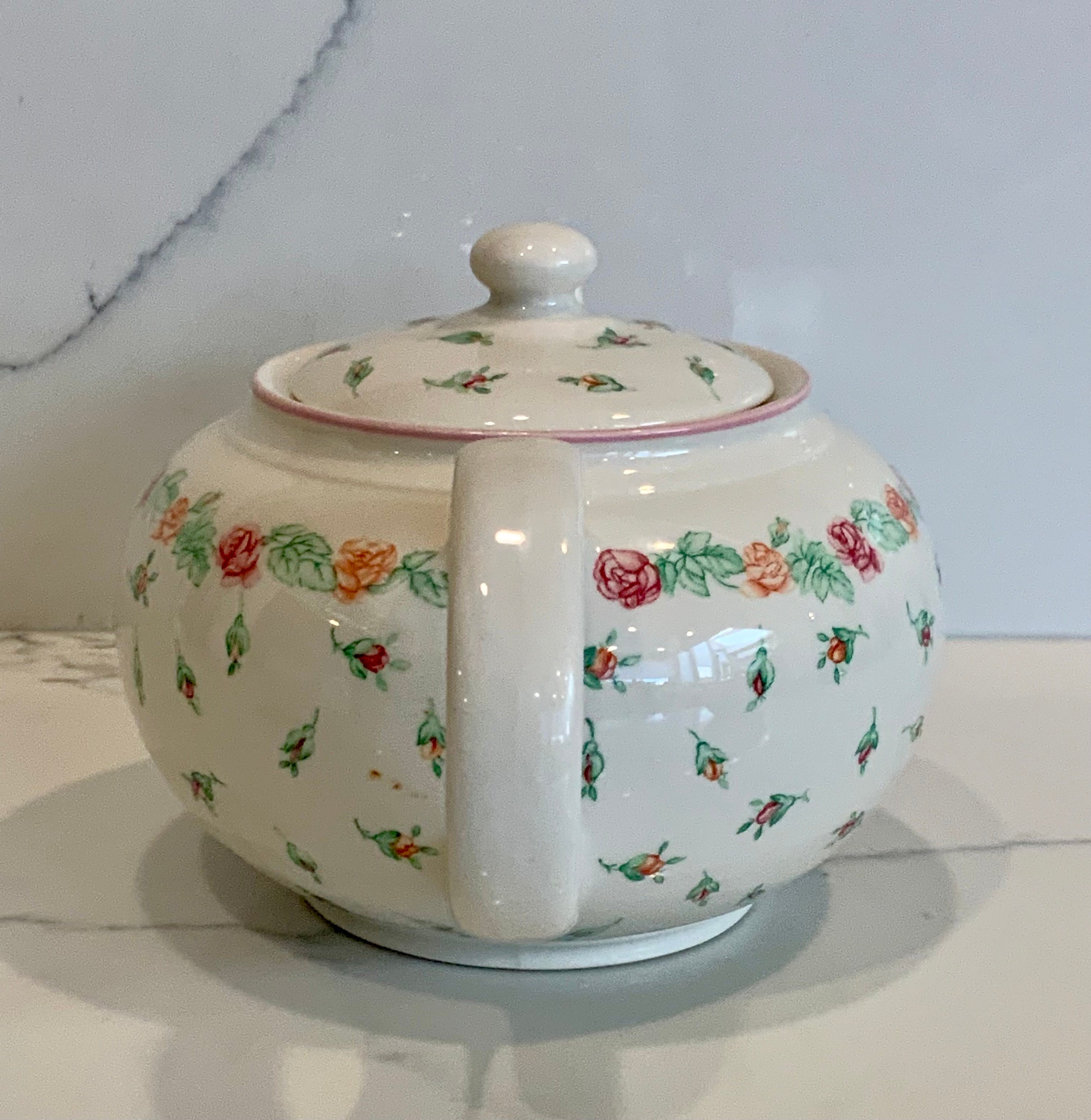 3 Piece Staffordshire Laura Ashley Tea Set, Teapot, Sugar Bowl, Creamer