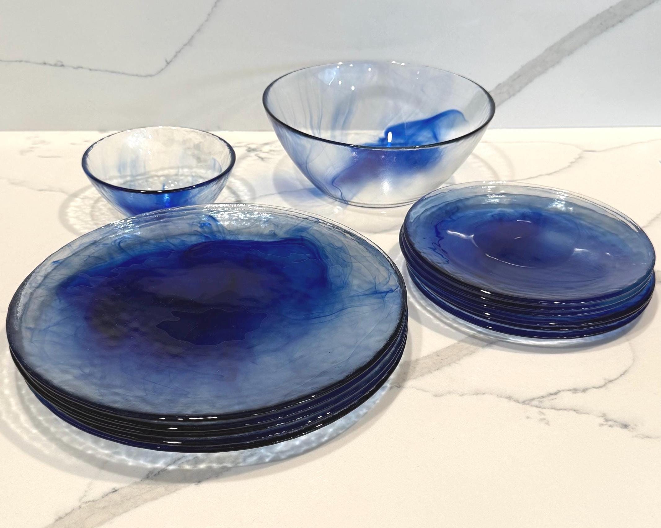 Bormioli Rocco Murano Cobalt Blue Dinner Plates - Etsy