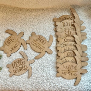 Personalized Baby Monthly Milestone Marker Sea Turtle | Sea Turtle Milestone Set | Baby Shower Gift | Birth Announcement | Engraved Gift