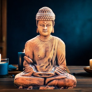 Wooden Sitting Buddha Statue Meditating Buddha Buddhist Figurines Buddha Statue Small for Home Desk Decor Buddha Sculpture Zen Statue Gift
