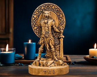 Tyr Statue Norse Pantheon Viking Pagan Asatru Heathen God Scandinavian Gods Altar Mythology Fenrir Odin God Altar Sculpture Norse Mythology