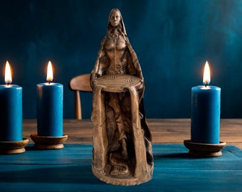 Danu Wood Statue Mother Goddess Dana Irish Goddess Pagan Goddess Wiccan Wicca Altar Druid Witches Gaelic Celtic Goddess Statue River Goddess