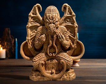 Hand-Carved Statue of Cthulhu the Unfathomable Entity of Cosmic Dread Majestic Cthulhu Figurine Ancient Cosmic Entity Ctulhu Octopus Dragon