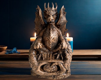 Dragon Statue Dragon Wooden Sculpture Fantasy Animal Wood Carving Dragon Figurine Mythology Animal Wood Hand Carving Dragon Unique Statue