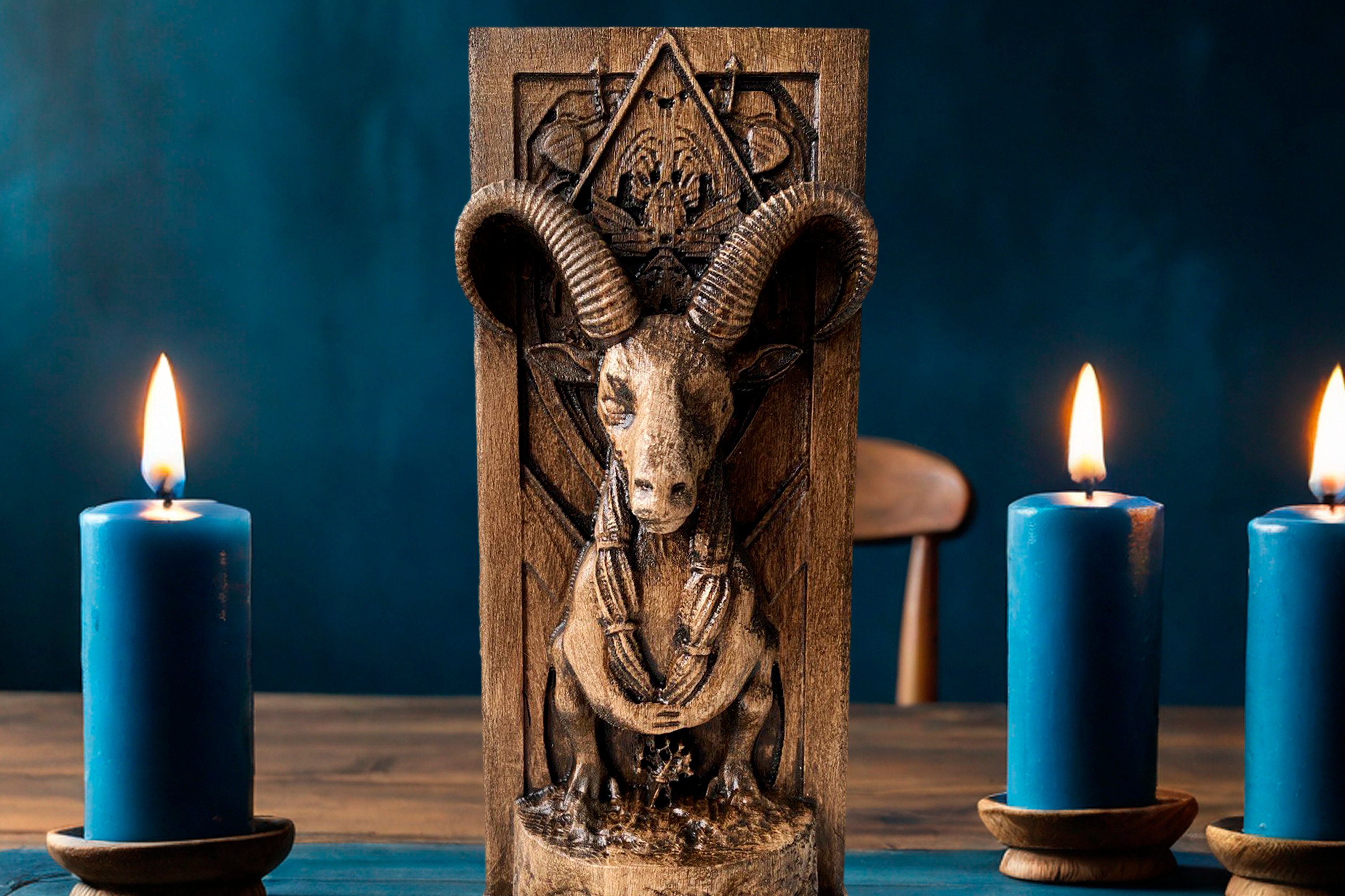 Goat Wood Statue Goat Figure Ram Art Tanngrisnir Tanngnjóstr Wood ...