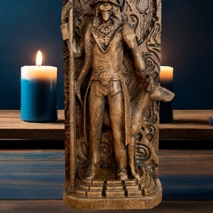 Baron Samedi Statue Voodoo Skull Papa Legba Statue Legba Voodoo Skull Gothic Hoodoo Vodou Elegua Wooden statue Veve Haitian Art Voodoo Spell image 3