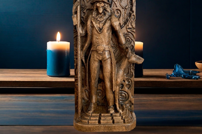 Baron Samedi Statue Voodoo Skull Papa Legba Statue Legba Voodoo Skull Gothic Hoodoo Vodou Elegua Wooden statue Veve Haitian Art Voodoo Spell image 3