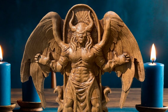 ルシファー像 神話 木彫り ルシファー モーニングスター 悪魔 悪魔像