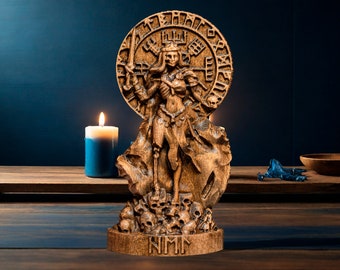Hel Statue Goddess Statue Wiccan Altar Kit Hell Goddes Viking God Wooden Carved Statue Pagan Paganism Altar Sculpture Hel Norse Mythology