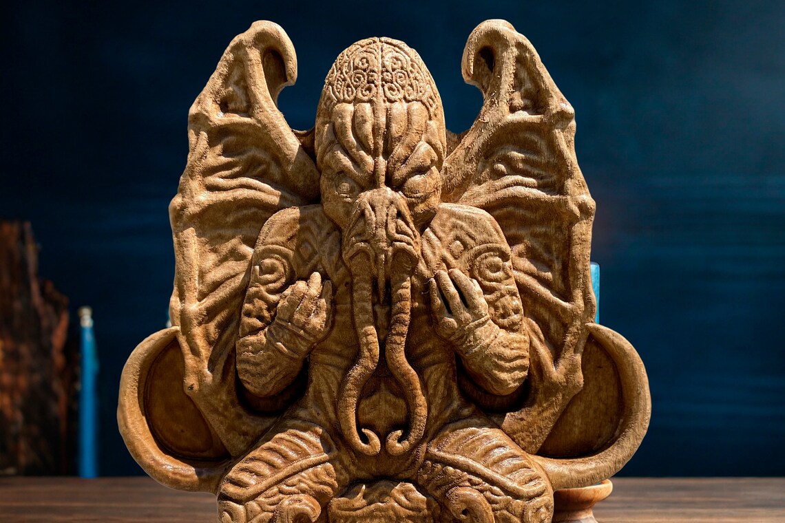 Hand-carved Statue of Cthulhu the Unfathomable Entity of Cosmic Dread ...