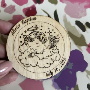Set of 20 angel favors for guests | Personalized wooden magnets | Laser cut thank you gifts | Custom favors for every occasion