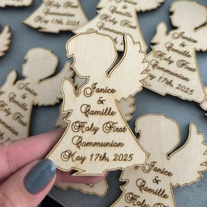Bomboniere per feste con angeli / Battesimo ricordo personalizzato / Magneti in legno personalizzati / Regali di ringraziamento tagliati al laser / / Regali omaggio
