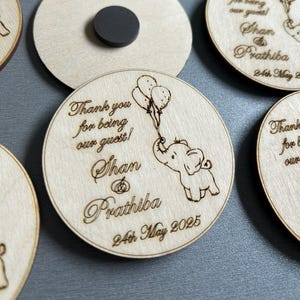 Set di 20 bomboniere a forma di elefante / Magneti in legno personalizzati / Regali di ringraziamento tagliati al laser / Bomboniere personalizzate per ogni occasione / Regalo omaggio