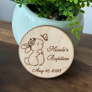 Bomboniere a forma di coniglietto per gli ospiti / Magneti in legno personalizzati / Regali di ringraziamento tagliati al laser / Bomboniere personalizzate per ogni occasione / Regali omaggio